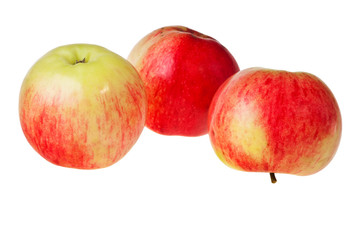 Fresh red and green apples isolated over white background.