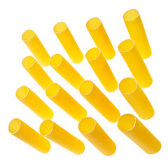 Italian cannelloni pasta tubes isolated over white background.