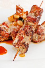 meat kebab with vegetables