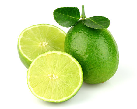 Ripe lime with leaves