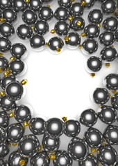 Christmas ornaments frame in silver