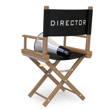 Film director's chair with a megaphone back view