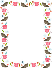 Cartoon objects on white background.