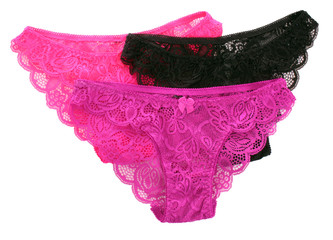 Woman's lacy  panties  on white background