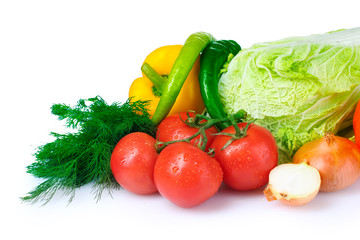 beautiful vegetables isolated on white