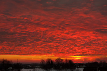 Red clouds lit by sun