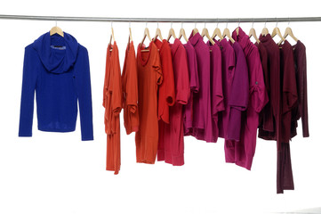 Fashion clothing hanging on hangers