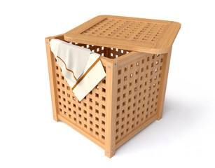 Wooden Laundry Basket in 3D