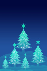 Fototapeta premium Blue christmas tree with night sky background