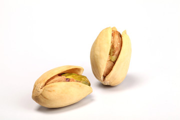 shelled pistachio on white