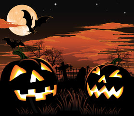 Fototapeta premium Halloween graveyard background