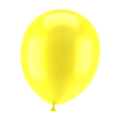 one yellow party balloon isolated on white background
