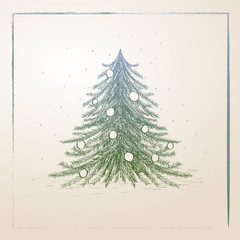 Vector hand drawn christmas tree illustration