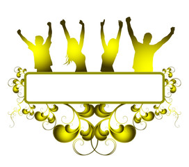 Happy people silhouette.