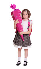 Little girl with school cone