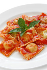 ravioli pasta with tomato sauce , italian food