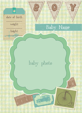 Baby Boy Arrival Card with Photo Frame and place for your text