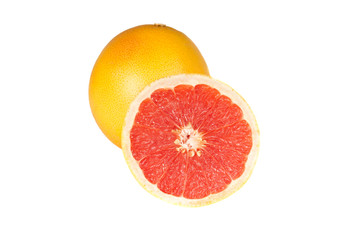 Fresh grapefruits on white background