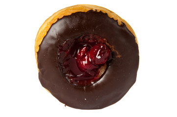 Chocolate donut over on white background