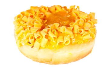 Close-up image of a delicious yellow donut