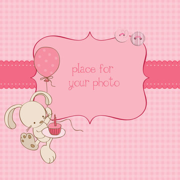 Baby Greeting Card with Photo Frame and place for your text in v
