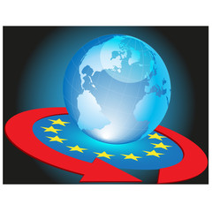 European Union flag with a globe.Vector