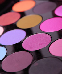 Eye shadows palette, macro photo