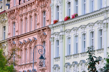 Karlovy Vary Hausfassaden - Karlovy Vary facade 01