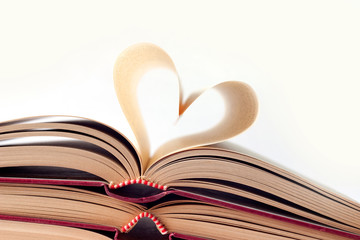 old books and  heart shape