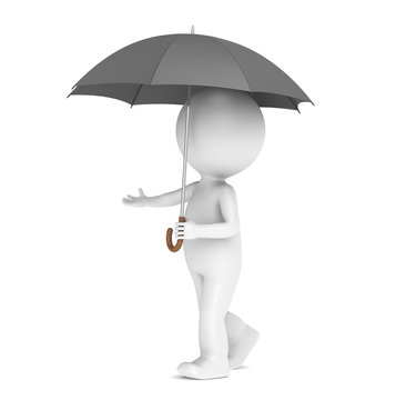 3D little human character with an Umbrella. People series.