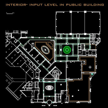 interion-input level in public building, vector