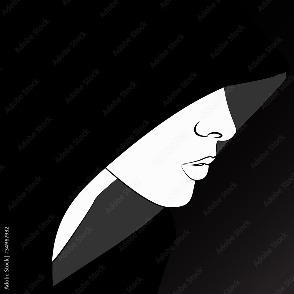 Wall mural Sensual woman vector profile, fashion symbol