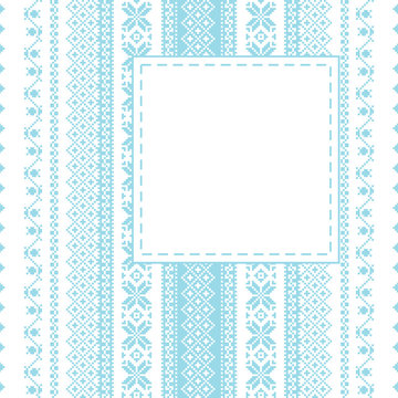 Embroidery abstract template frame in folk style