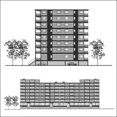 facade. Habitation building - vector