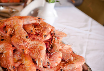 Pile of fresh lobsters