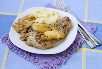 roast pork with apples and mustard