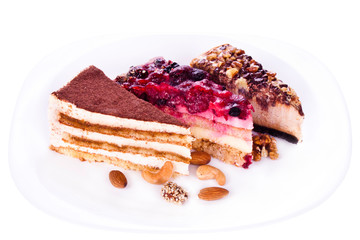 Three pieces of cakes