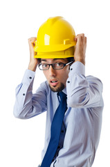 Construction safety concept with builder