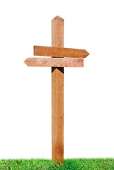 wooden pointer on grass