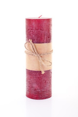 Red Christmas Candle with Brown Paper and Cord