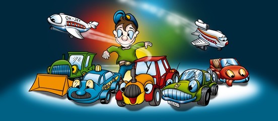 Fototapeta premium Transportation - Cartoon Background Illustration