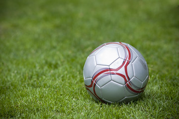 Fototapeta na wymiar Children's Soccer Ball on the playing field