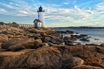 Annisquam lighthouse in Massachusetts - obrazy, fototapety, plakaty