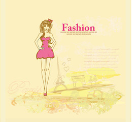 beautiful women Shopping in Paris card