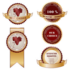 Product stickers or labels. Wine, shop, organic.