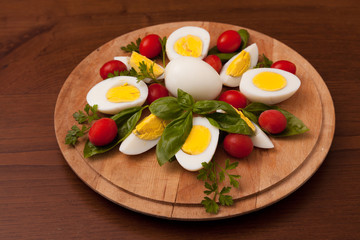 Boiled Eggs on Cutting Board