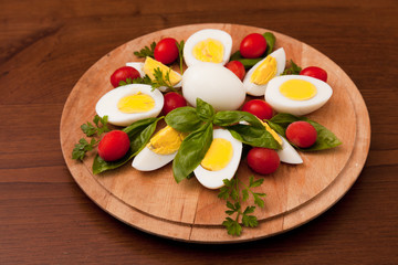 Boiled Eggs on Cutting Board