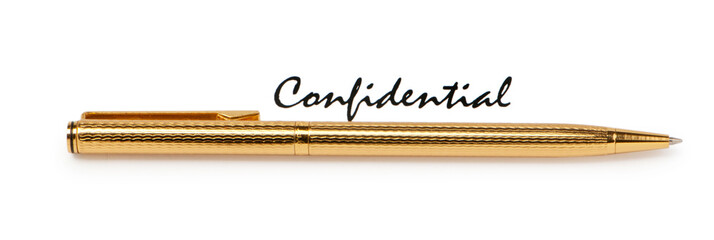 Pen and confidential message on white