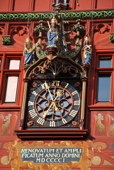 The clock of Basel City Hall, Switzerland