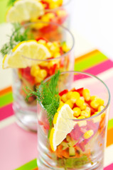 Delicious salad in the plate